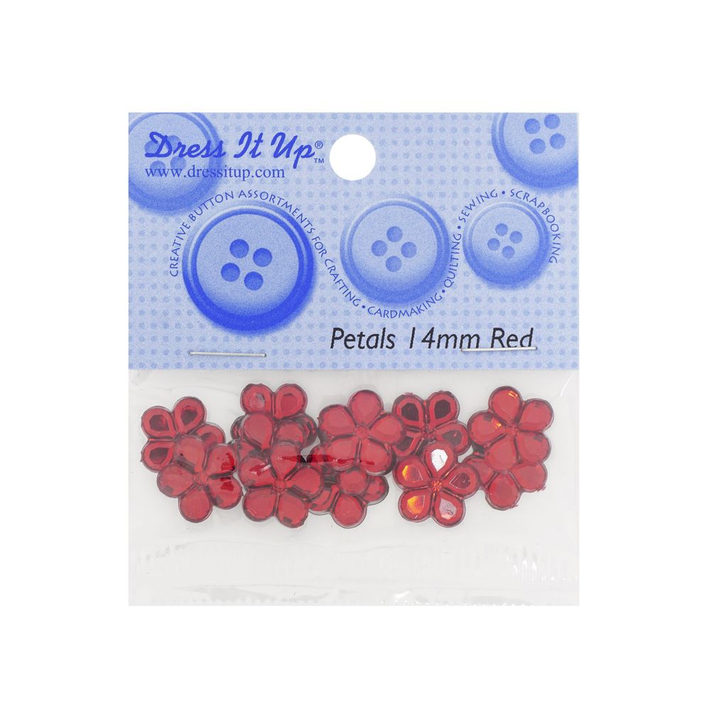 Кабошон декор подарков Цветы 14 мм, 15 шт, красный, Dress it up