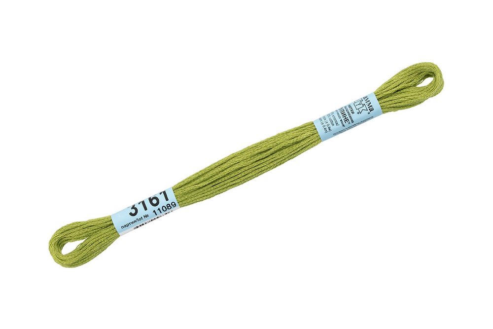 Мулине Gamma 100% хлопок, цв.3161 бл.хаки, 24 мотка по 8 метров