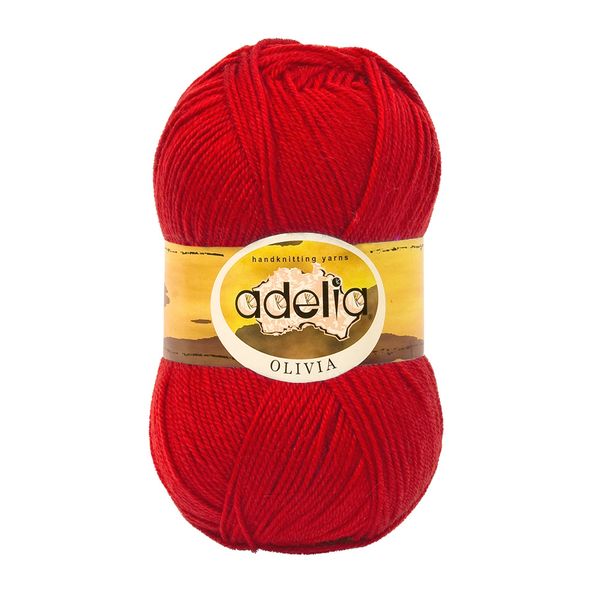 Пряжа Adelia Olivia / уп.5 мот. по 100г, 250м, 11 красный