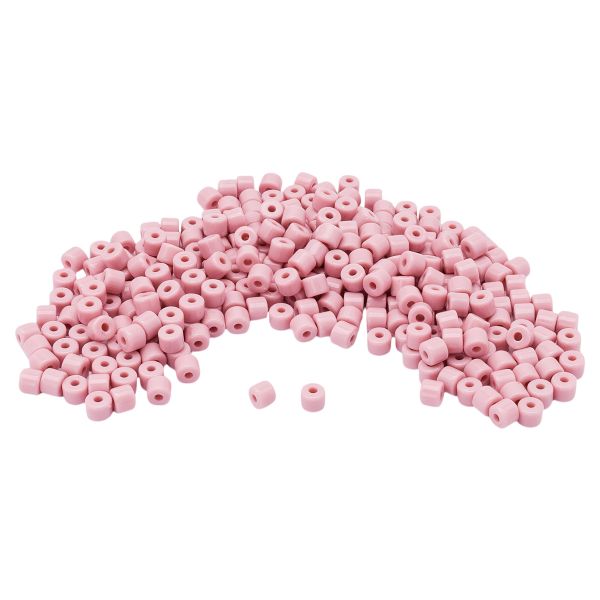 Бусины пластик 5х6 мм, цилиндр, 50гр Astra&Craft, 002 розовый, 2141