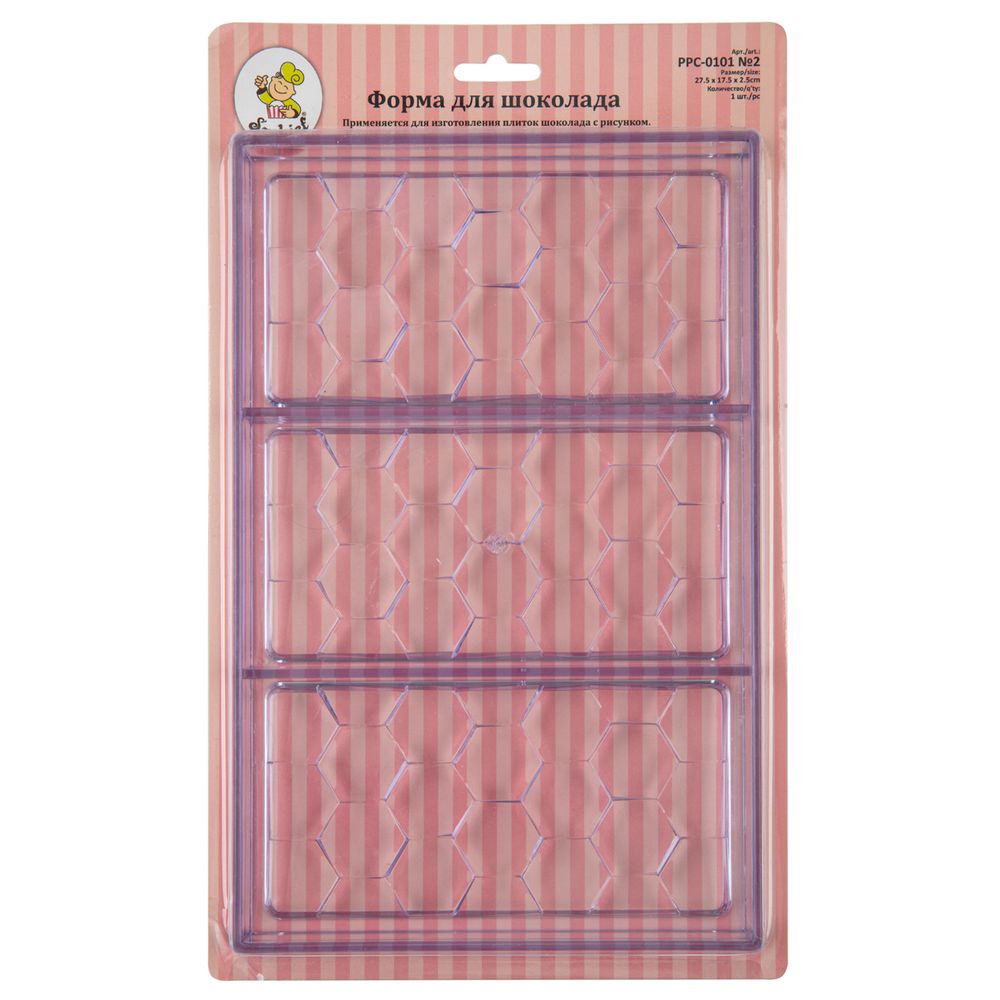 Форма для шоколада полистирол 27.5х17.5х2.5 см, 1 шт, №2 соты, S-Chief PPC-0101