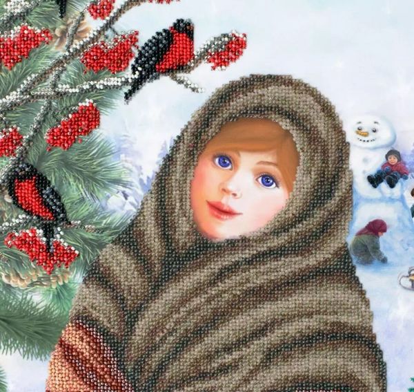 Набор для вышивания бисером Паутинка, На зимней опушке 30х40 см