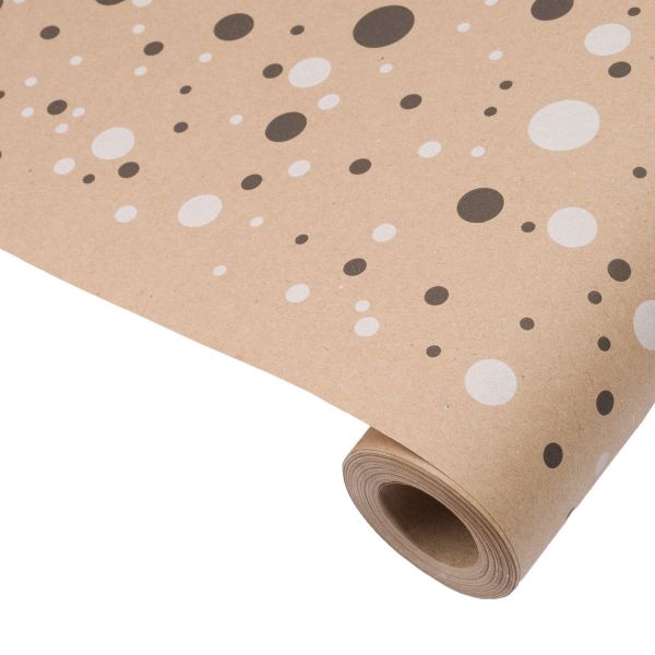 Крафт-бумага Конфетти 72 см / 10±5% метров, 60 г, 60 мкр, черный/белый цв. на коричневом фоне