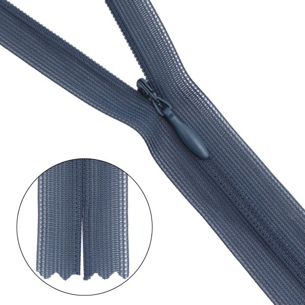 Молния потайная (скрытая) Т3 (3 мм), 1 зам., н/раз., 22 см, A-321 джинс, 10 шт