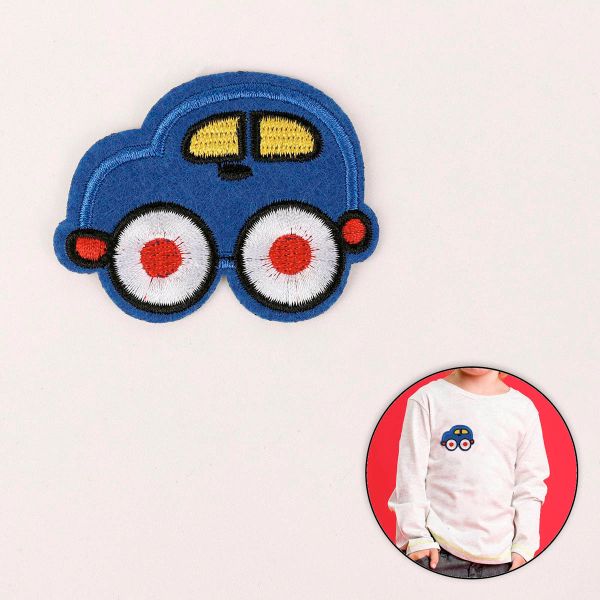 Термоаппликация машинка 6,5х5см, синий, 10 шт