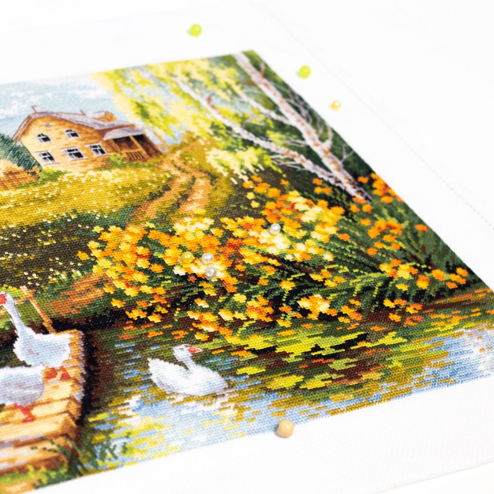Набор для вышивания нитками Чудесная игла 110-331, Деревенский пруд, 40х31см
