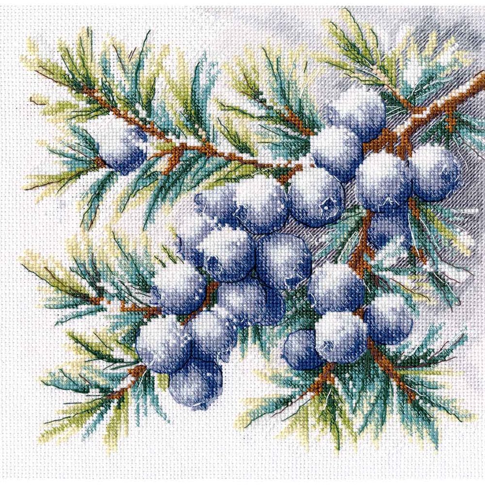 Набор для вышивания нитками Овен 1725, Веточка можжевельника 20х20 см
