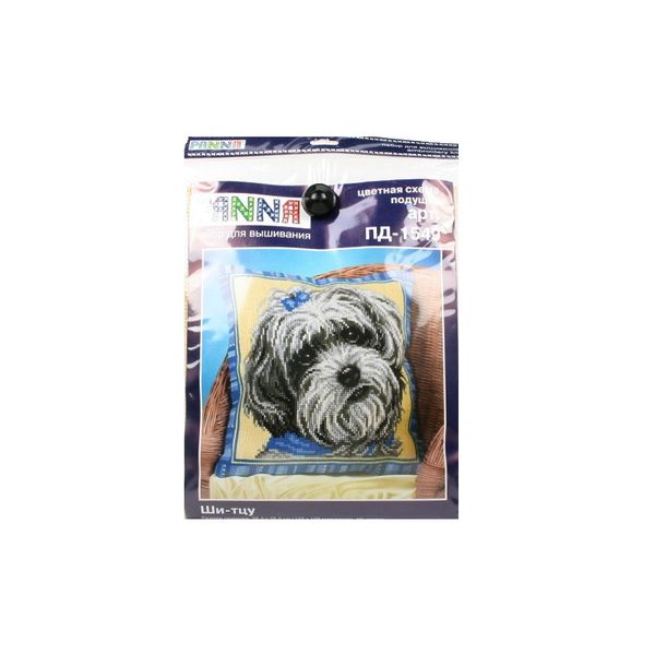 Набор для вышивания нитками Panna PD-1549, Подушка Ши-тцу, 38.5х38.5 см
