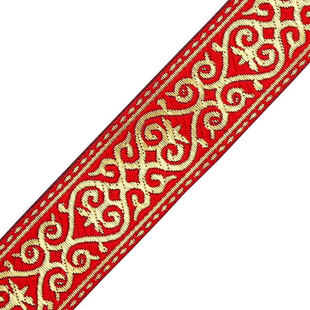 Лента (тесьма) жаккардовая 33.0 мм / 7.32 метра, красный, 7222