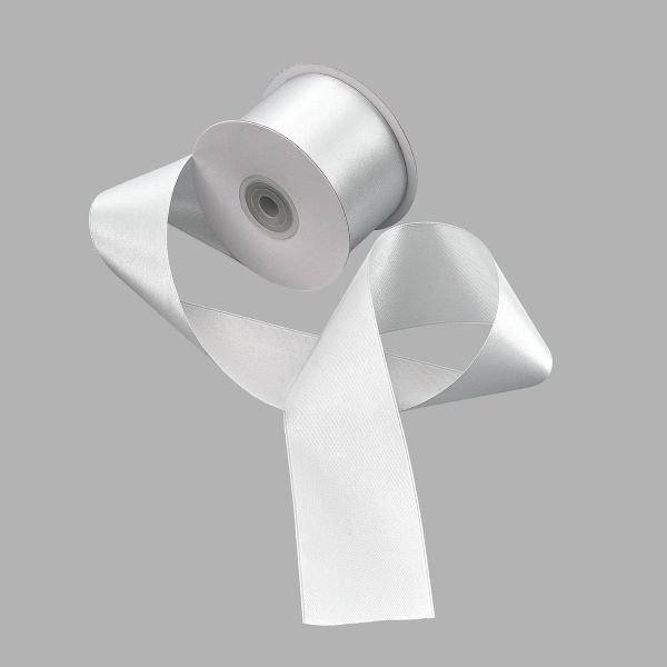 Лента атласная 2-сторонняя 50.0 мм / 22.86±1 метров, C1188 серебристый, 6102-0016, Globus