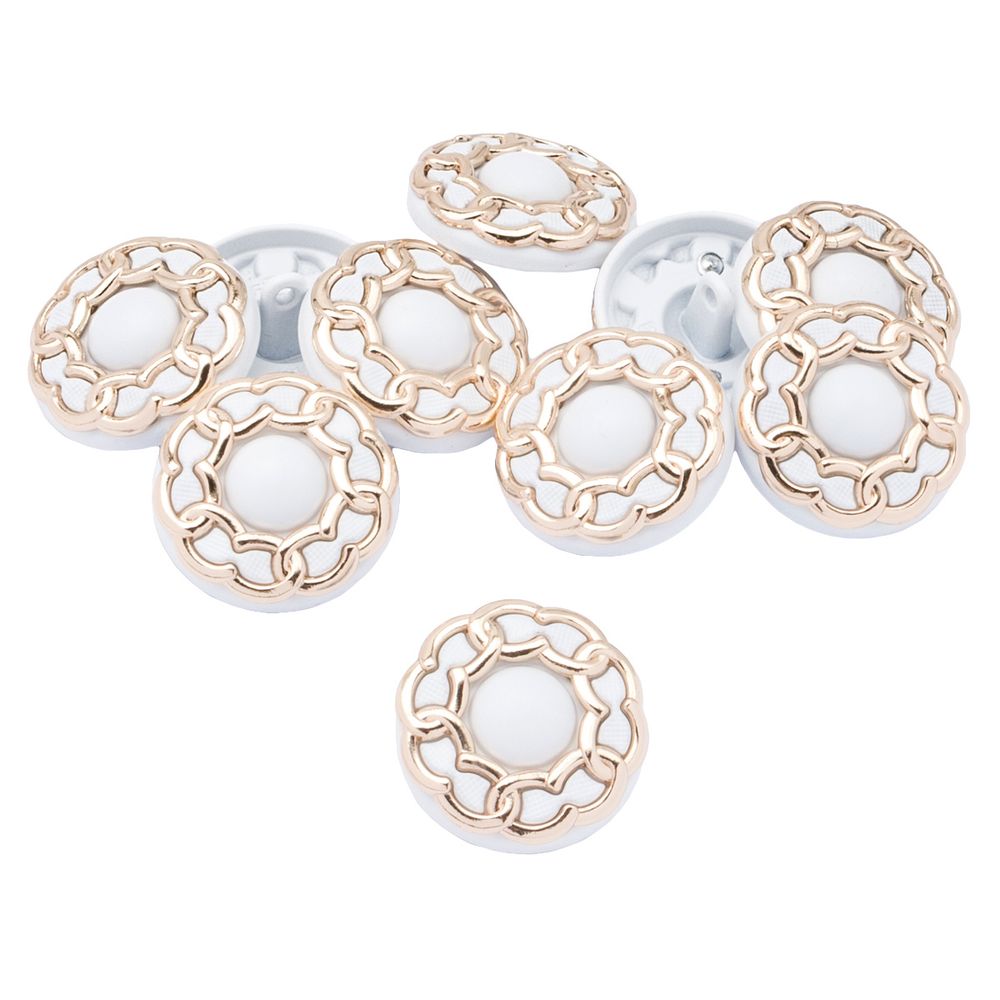 Пуговицы на ножке 36L=23 мм, металл, GD.White (золото-белый), 10 шт, MP13