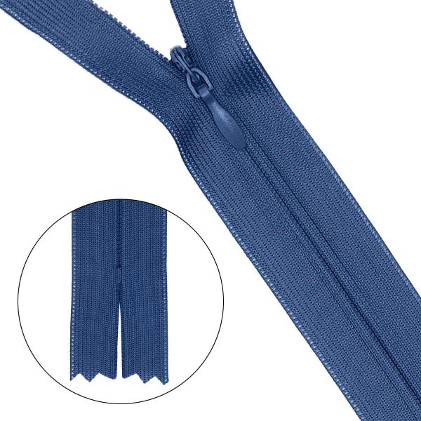 Молния потайная (скрытая) Т3 (3 мм) 1 зам., н/раз., 20 см, нейлон, 117 т.т.синий, 10 шт