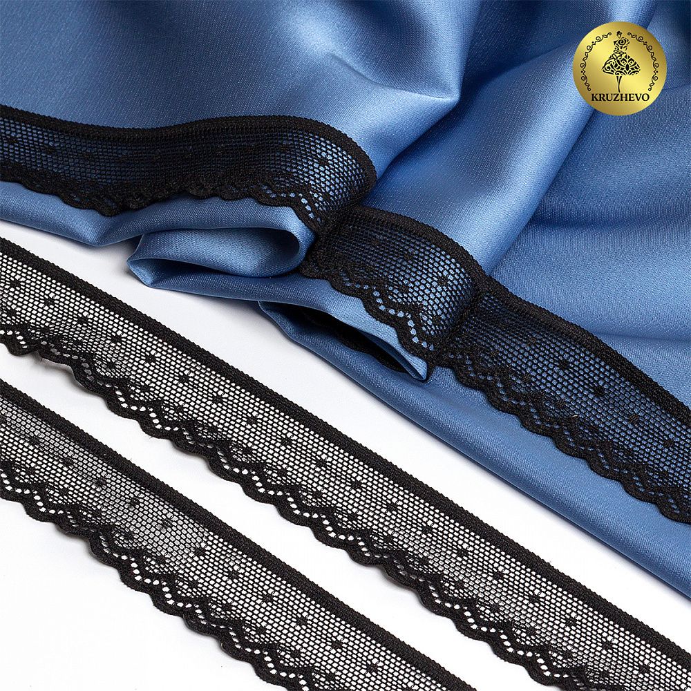 Кружево эластичное (стрейч) 25 мм, 8028, цв.02 черный уп.50м, Kruzhevo