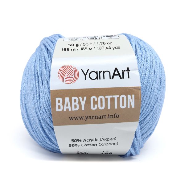 Пряжа YarnArt (ЯрнАрт) Baby Cotton / уп.10 мот. по 50 г, 165м, 448 светло-голубой