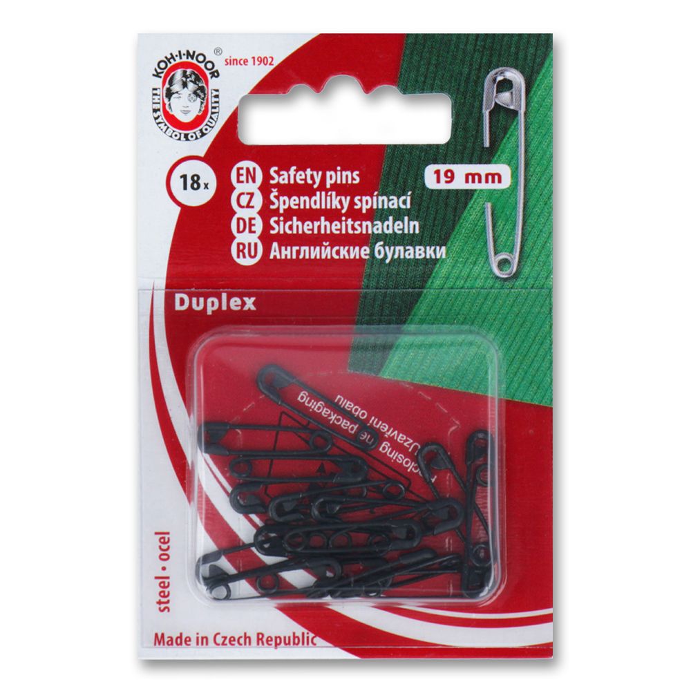 Булавки английские 19 мм, 18 шт, черный, KOH-I-NOOR 55 (5110 №3/0) Булавки английские 19 мм, 18 шт, черный, KOH-I-NOOR 55 (5110 №3/0)
