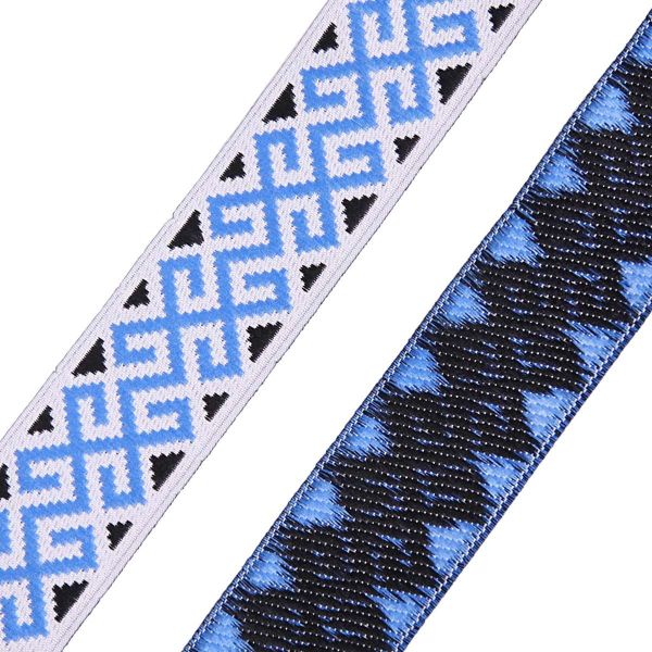 Лента (тесьма) жаккардовая 28.0 мм / 10±0.5 метров, Славянский орнамент, 28113 синий