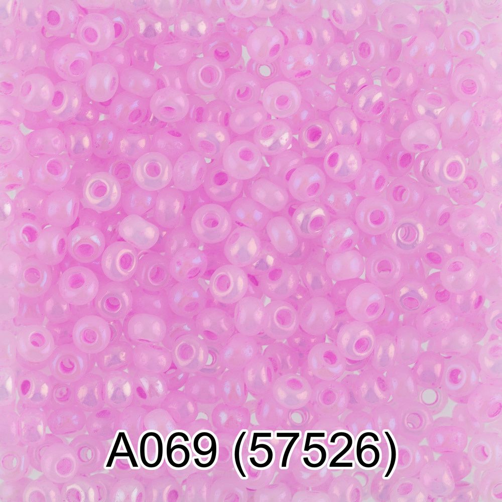 Бисер Preciosa круглый 10/0, 2.3 мм, 10х5 г, 1-й сорт, A069 розовый/меланж, 57526, круглый 1