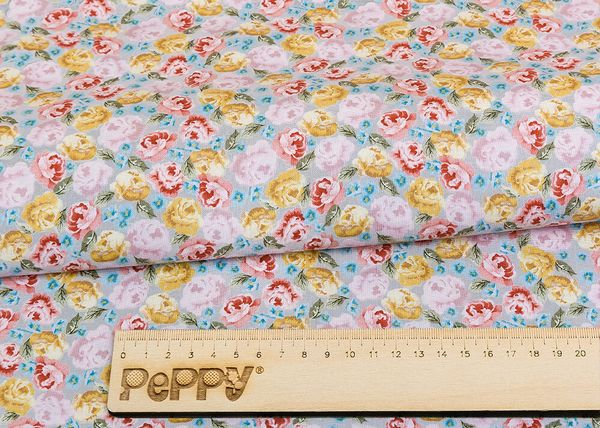 Ткань для пэчворка Peppy Версальские сады, рулон 112 см / 5 метров, ВС-16 серый, Peppy