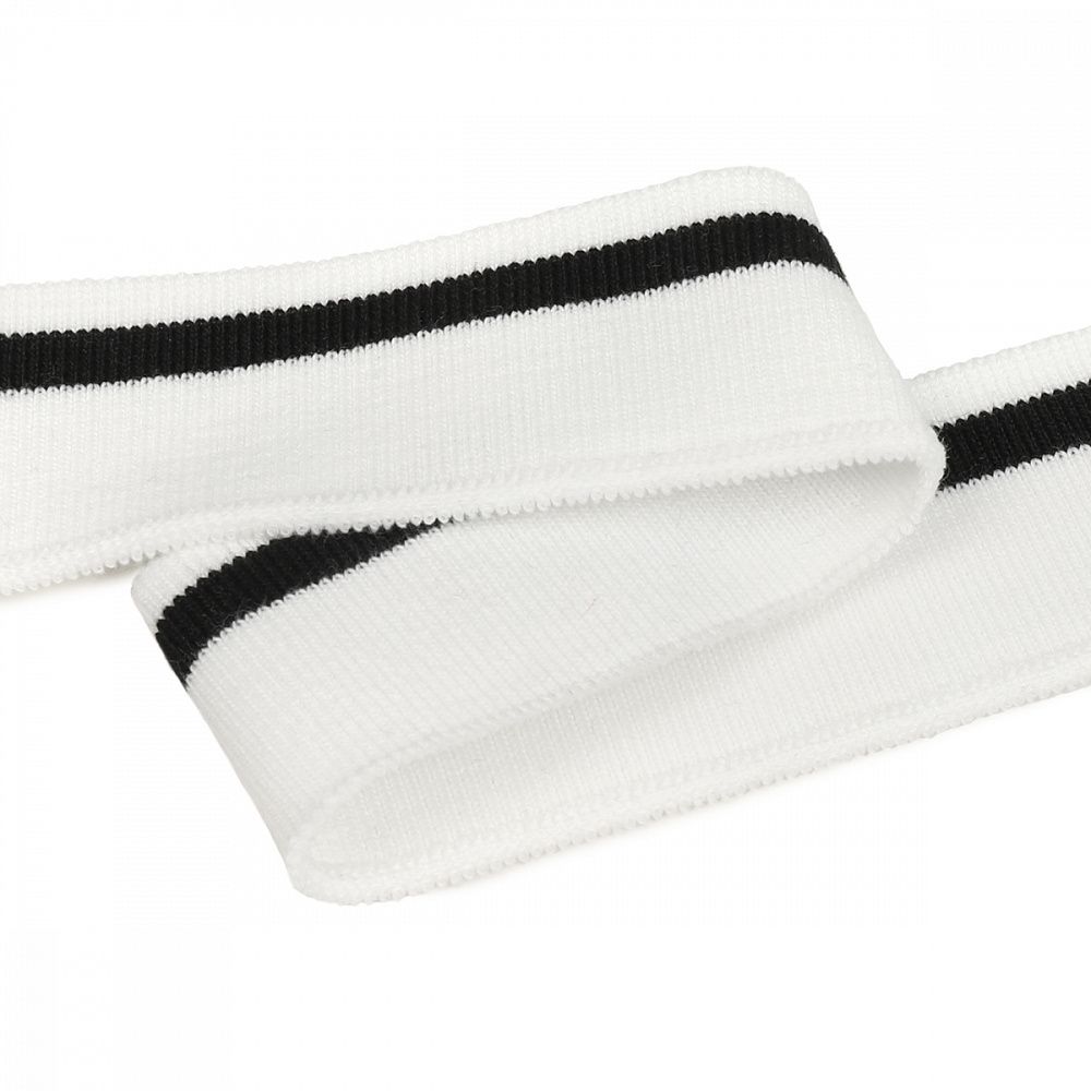 Подвяз (довяз) трикотажный 3.5х80 см, белый с черной полосой, 100% п/э, 5 штук