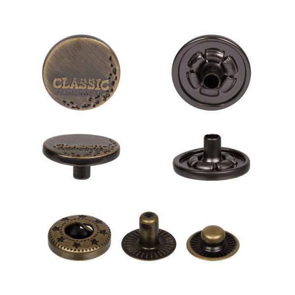 Кнопка Альфа (S-образная) ⌀12.5 мм, 36 шт, металл, нерж., 12 шлифованная бронза, MIKRON JK 007