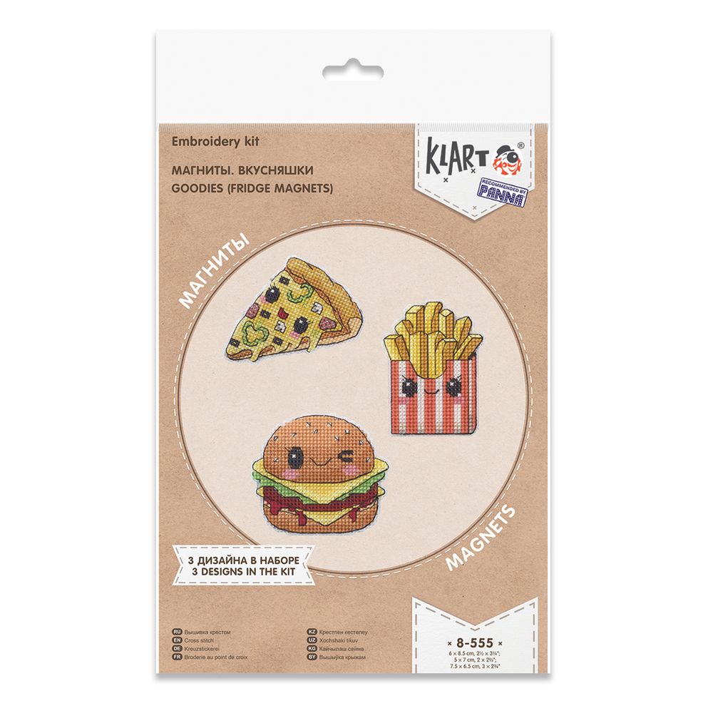 Набор для вышивания Klart 8-555, Магниты. Вкусняшки, 8.5х6 см