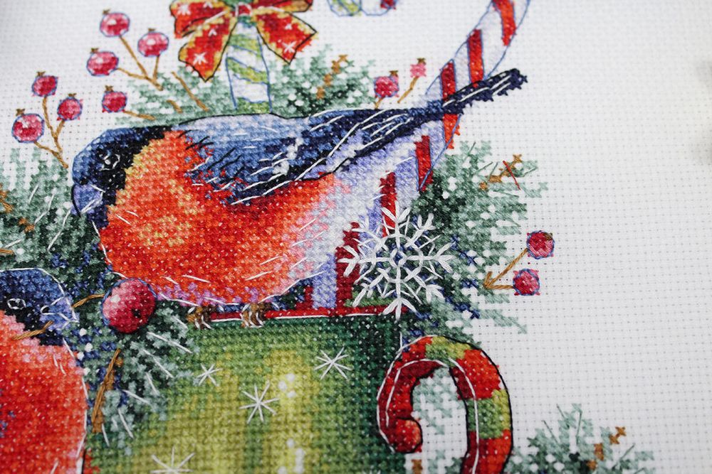 Набор для вышивания нитками МП Студия, Зимние беседы, 19х19 см