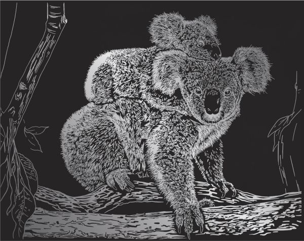 Набор для творчества Гравюра 20х25.5 см, №47 Коалы (серебро), Hobbius SGHK