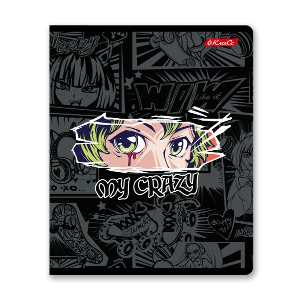 Тетрадь ученическая общая, A5+ 48 л. на скобе 65 г/м², белизна 100%, 10 шт, линия в термоусадочной пленке, 000755 Я-крейзи, Светоч 48ТЕТл-001