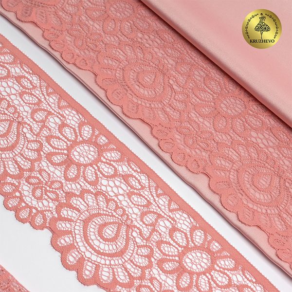 Кружево эластичное (стрейч) 90 мм, YSTL00839/N, цв.F154 розовый персик уп.25м, Kruzhevo