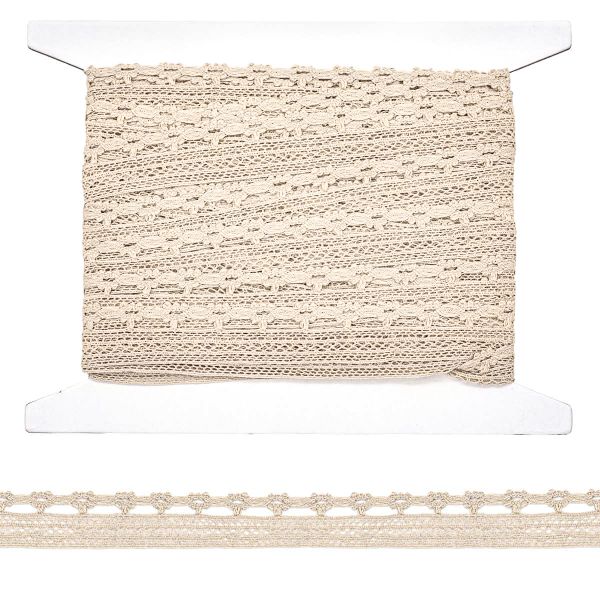 Кружево вязаное (тесьма) 24 мм, 476 бежевый, 13.71 м