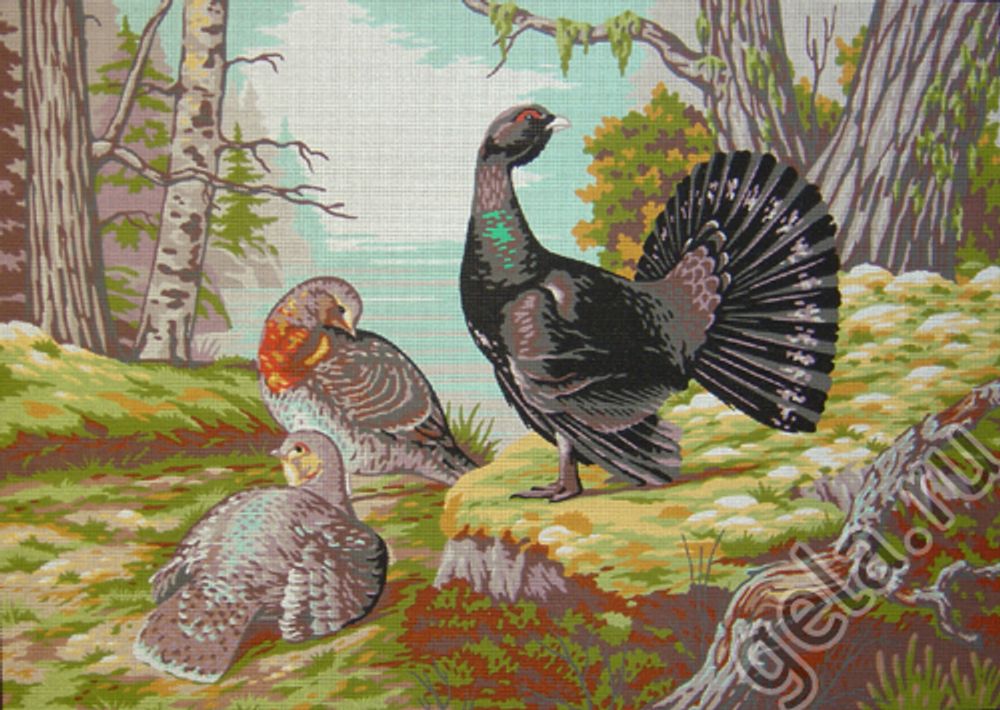 Рисунок для вышивания Soulos (канва жесткая), &quot;Лесные Птицы&quot;, 60х80 см
