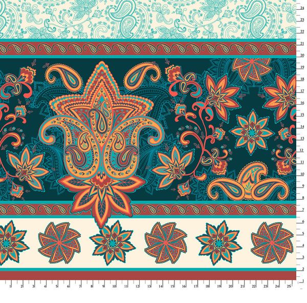 Ткань для пэчворка Peppy Сказочный восток, рулон 112 см / 5 метров, СВ-01 Панель белый, Peppy