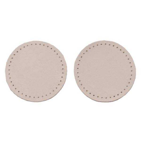 Заплатки пришивные из кожи, круг ⌀6см с перфорацией, 2 шт, 100% кожа, 06 бежевый, 9111