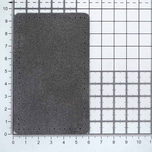 Заплатки пришивные из замши, прямоугольник 6х9,6см с перфорацией, 2 шт, 100% кожа, 26 серый, 59113