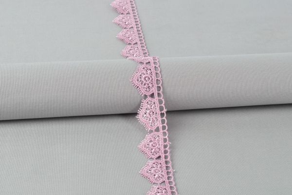 Кружево гипюр (плетёное) 25 мм / 10 м, GP008PI розовый, Gamma GGM-2502