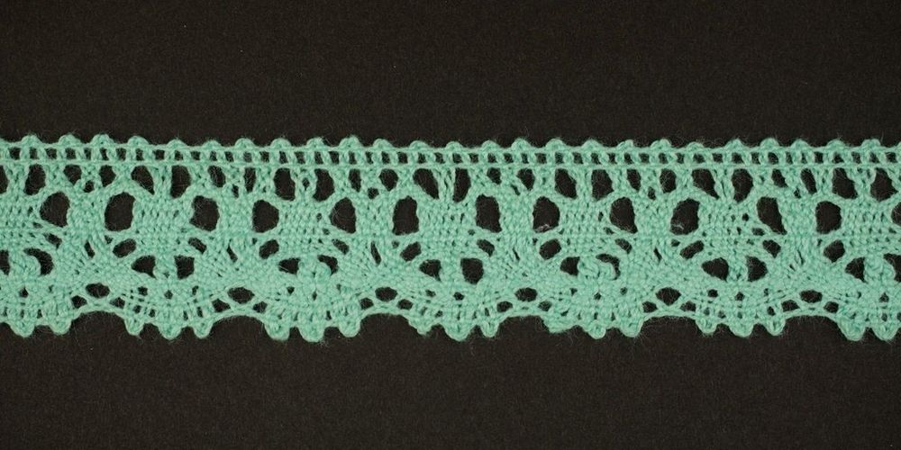 Кружево вязаное (тесьма) 21 мм, цв.мятный, Alfa, 25 метров, AF-376-075 Кружево вязаное (тесьма) 21 мм, цв.мятный, Alfa, 25 метров, AF-376-075