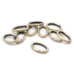 Карабин металл кольцо овал 30х15 мм (40х25 мм), тертая бронза, 10 шт