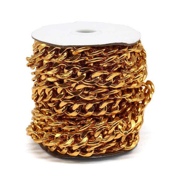 Цепь алюминиевая 20 мм, 13,5 мм, боб(10 м) (золото) K9363