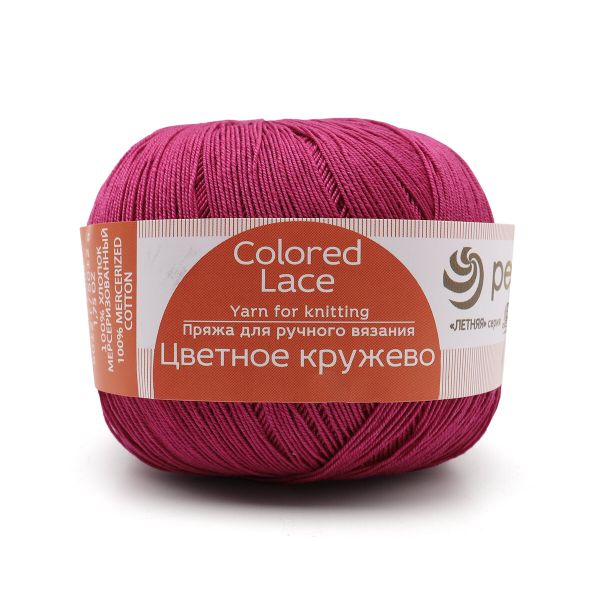 Пряжа Пехорка Цветное кружево / уп.4 мот. по 50 г, 475 м, 49 фуксия