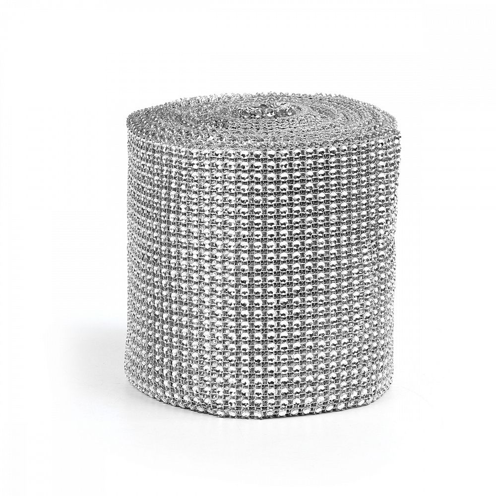 Лента с имитацией страз 120 мм / 9.14 метров, TBYS12 цв.серебро