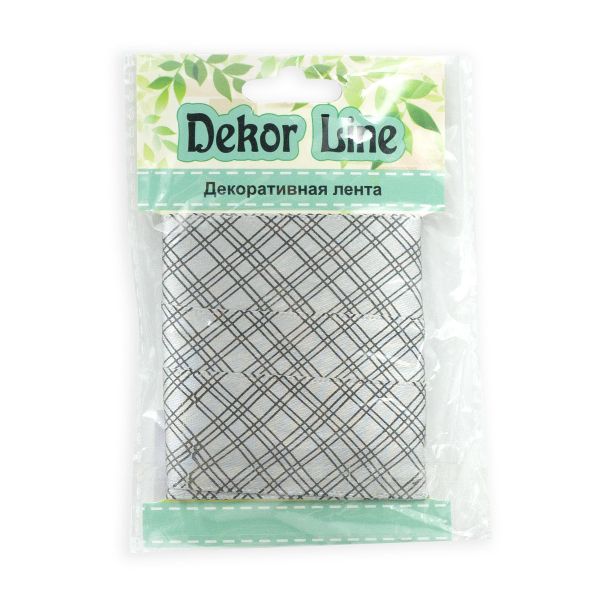 Лента атласная с рисунком Пересечение 25.0 мм / 3 метра, серый, Globus