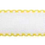 Канва лента 35 мм / 1.5 метра, 100% хлопок Bestex (белый/желтый)