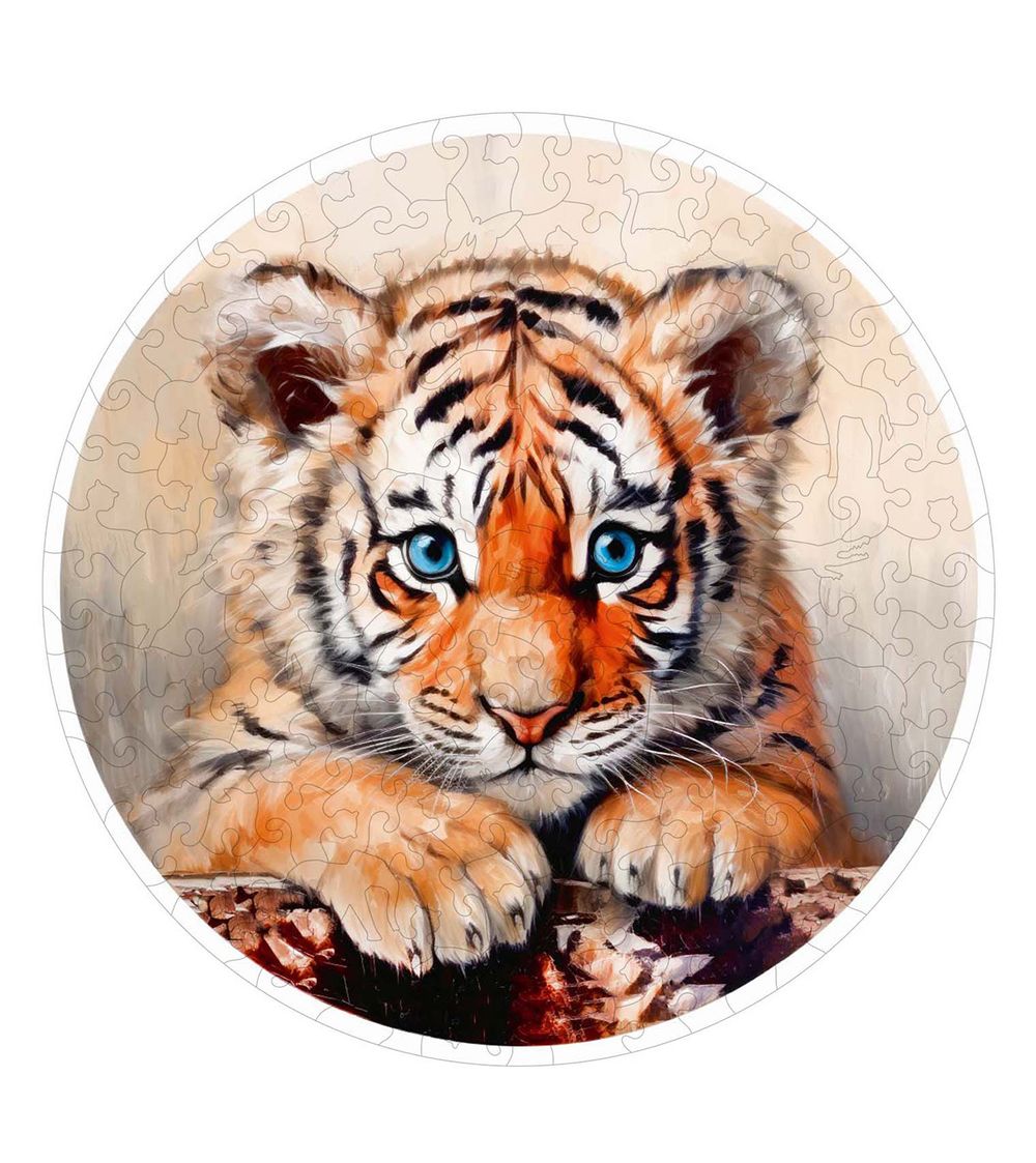 Пазл фигурный деревянный Застенчивый тигренок 153 элементов, Фрея PZLF-015