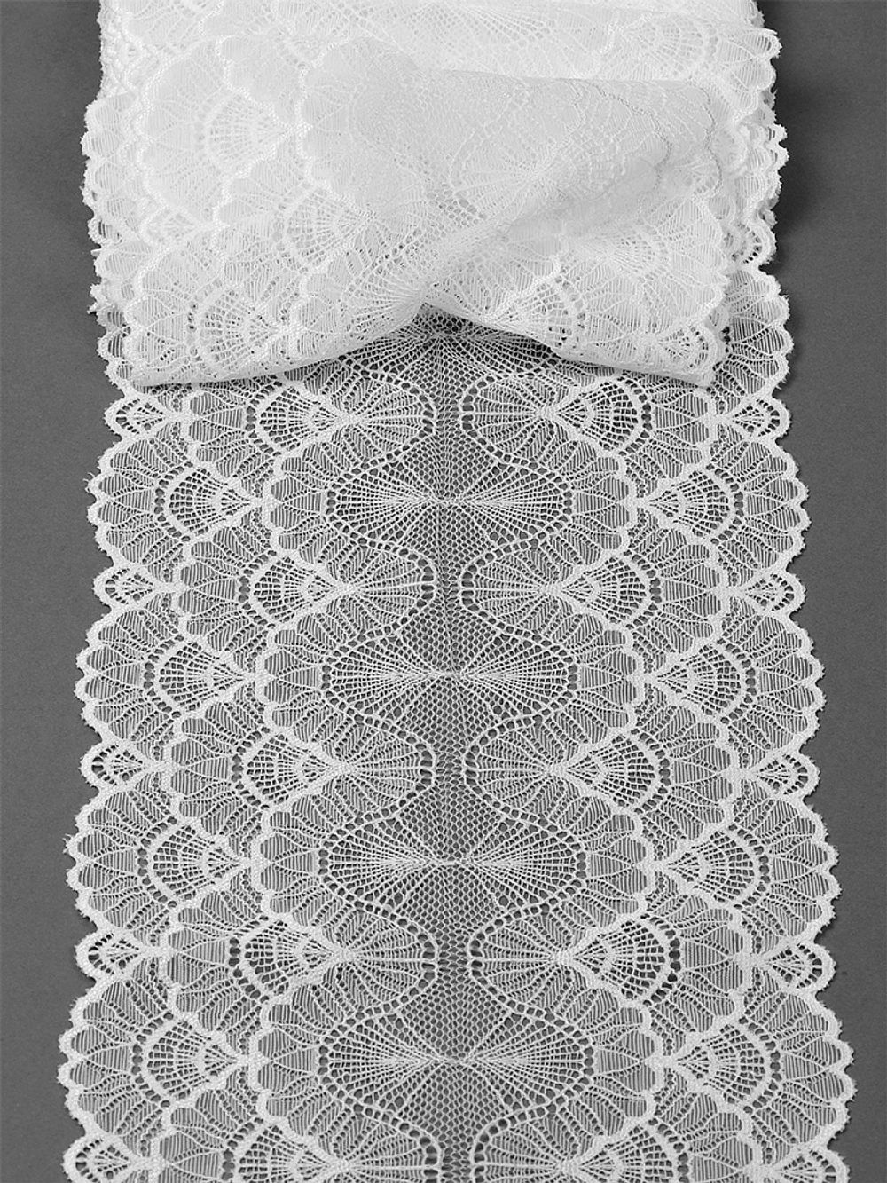 Кружево бельевое эластичное 195 мм / 2.7 м, 8034, цв.004 белый, Kruzhevo