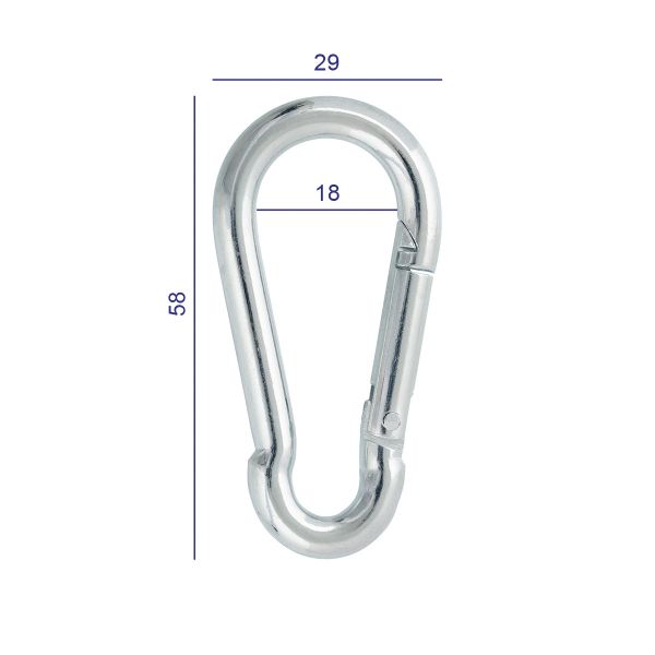 Карабин металл 18.0 мм (58х29 мм), 10 шт, 04 никель, Gamma GH 119/25/10