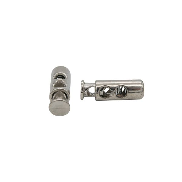 Фиксатор (зажим) для шнура пластик 2 отв., ⌀4.4 мм, 24х8 мм, цилиндр, под металл (никель), 200 шт