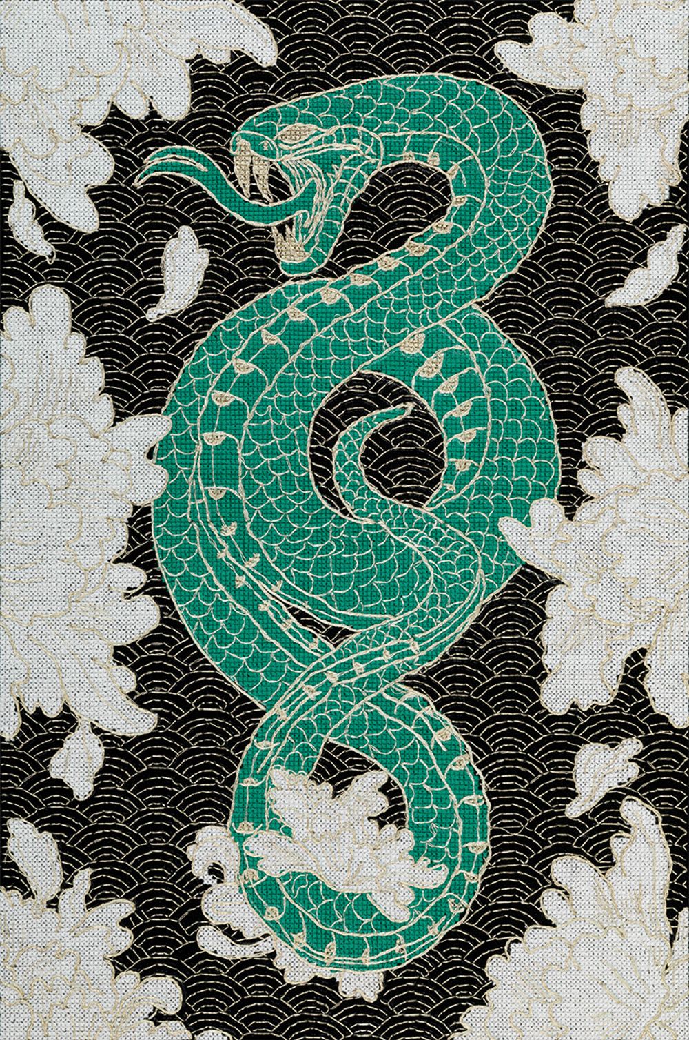 Набор для вышивания нитками Panna Золотая серия F-7487, Восточная змея, 28х41.5 см