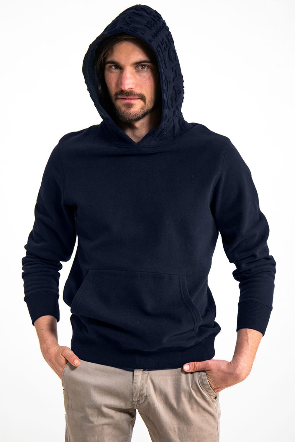 Футер 2-нитка петля гладкокрашеный, 230 г/м², 74% х/б, 21% п/э, 5% эласт, 180 см, цв. темн.синий, 6м /TOS/