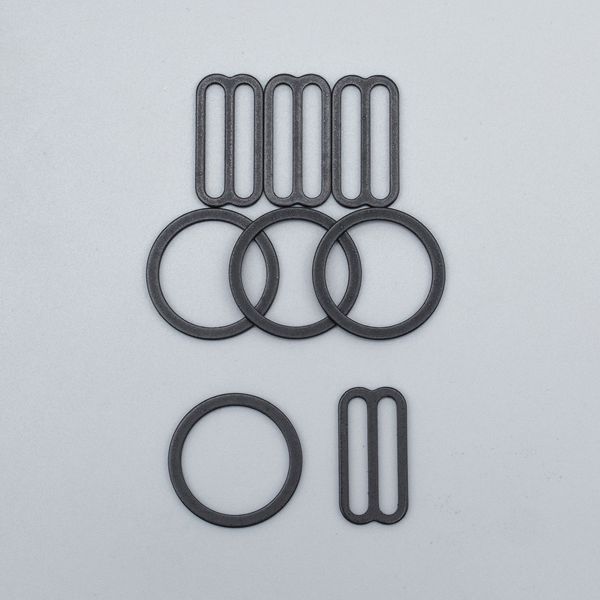 Набор фурнитуры для бюстгальтера металл (кольца ⌀18 мм + регуляторы 19 мм по 4 шт), 170 чёрн., 27758