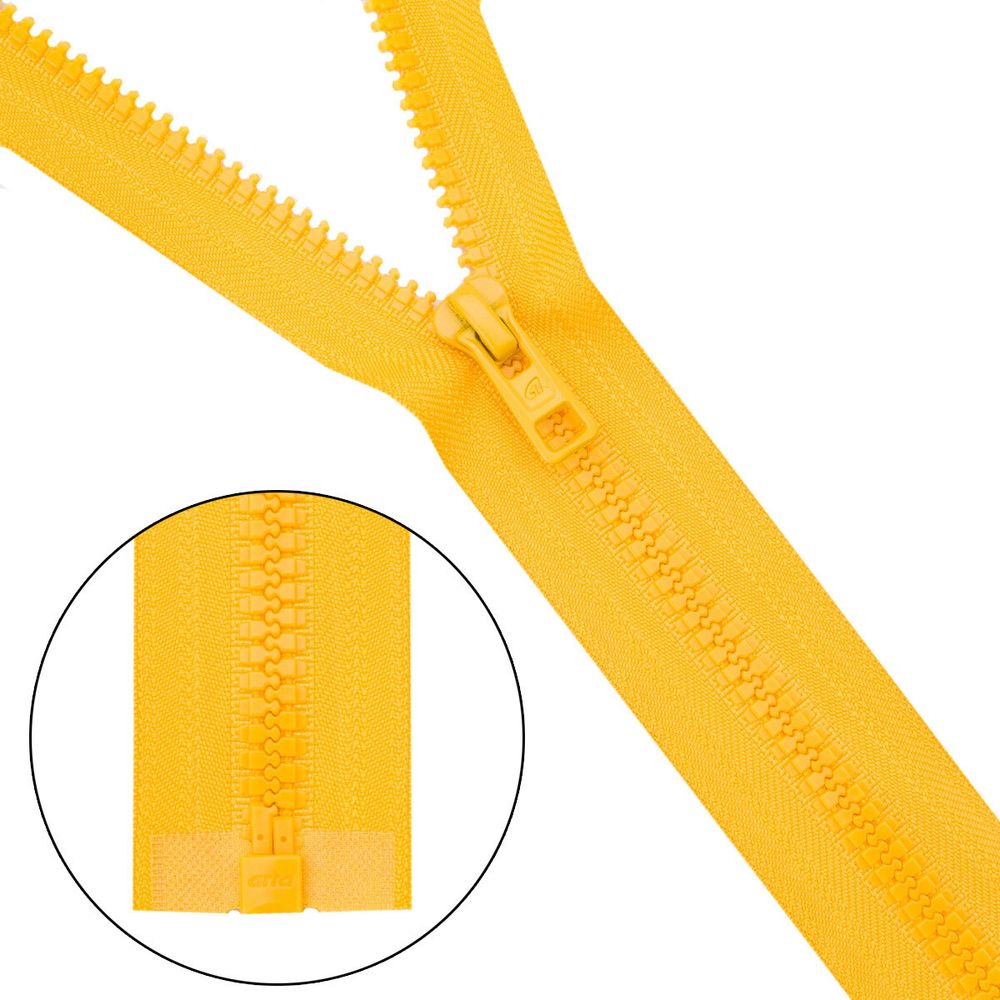 Молния трактор Arta Т6 (6 мм) 1 зам., разъем., 60 см, (2076), A506 желтый, НОВЫЙ МАТОВЫЙ ЗАМОК, уп.5 шт